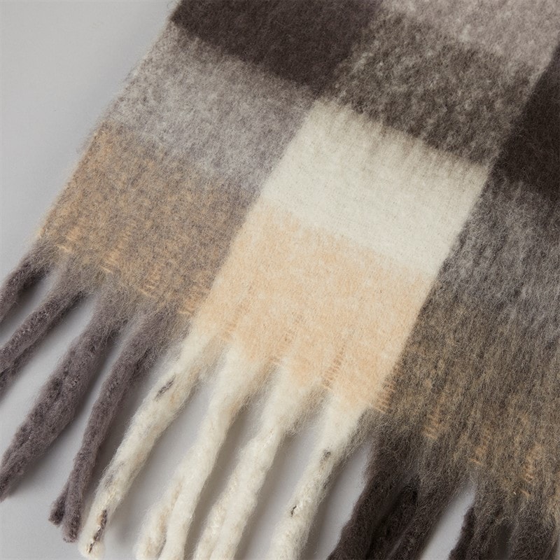 Brave Soul Mens Blanket Scarf Brown Check - Image 4