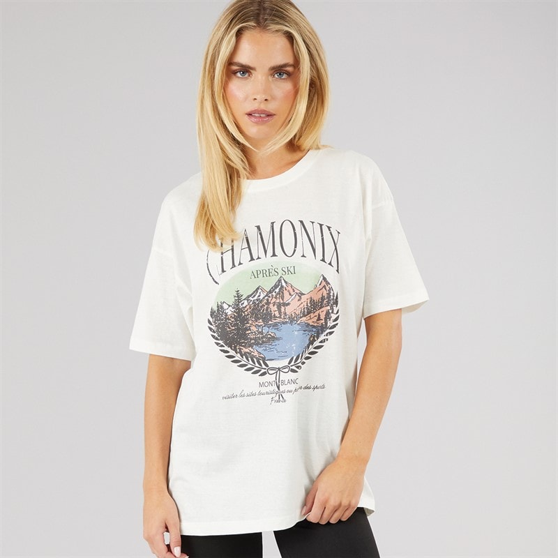 Brave Soul Womens Laurel Graphic T-Shirt Cream - Image 1