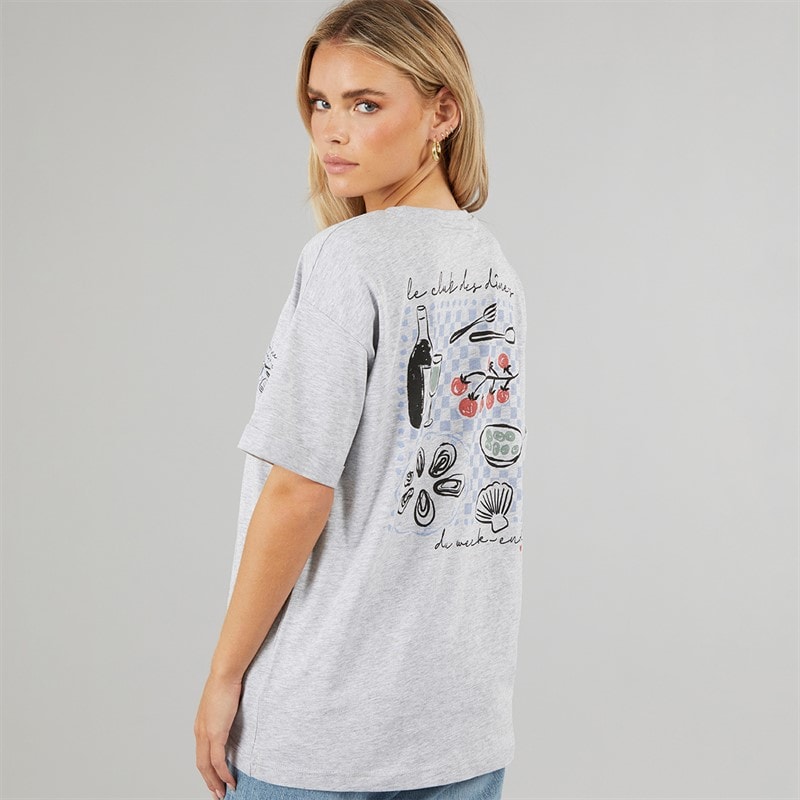 Brave Soul Womens Graphic T Shirt Grey Marl - Image 1