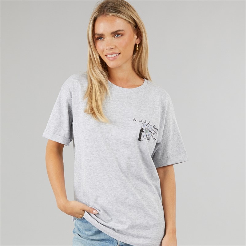 Brave Soul Womens Graphic T Shirt Grey Marl - Image 2