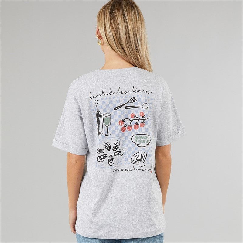 Brave Soul Womens Graphic T Shirt Grey Marl - Image 3