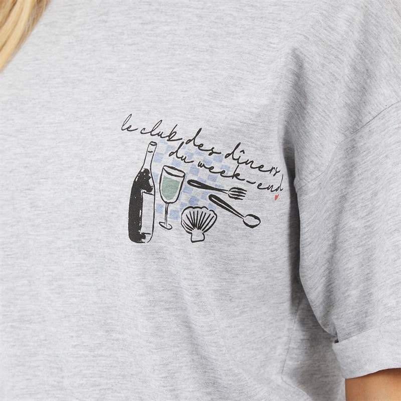 Brave Soul Womens Graphic T Shirt Grey Marl - Image 5