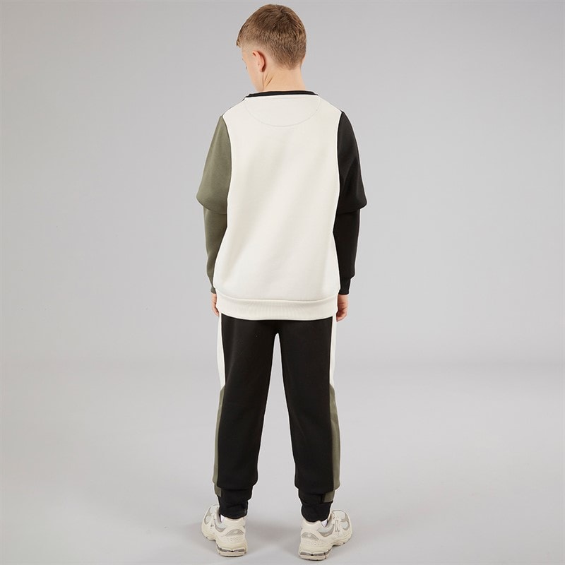 Brave Soul Boys Sweatshirt And Joggers Tracksuit Set Black/Khaki/Light Stone Black / Khaki / Lt Stone - Image 2
