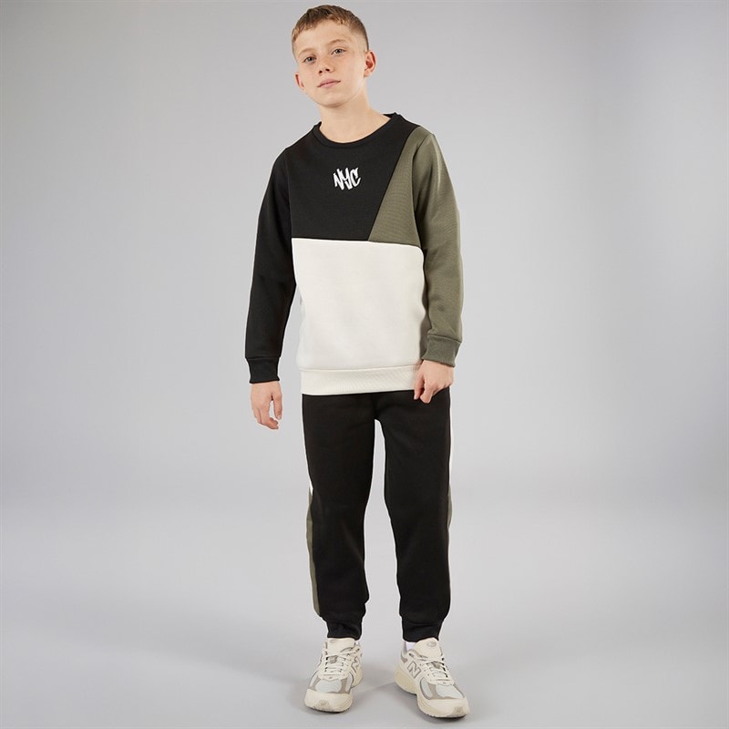 Brave Soul Boys Sweatshirt And Joggers Tracksuit Set Black/Khaki/Light Stone Black / Khaki / Lt Stone - Image 3