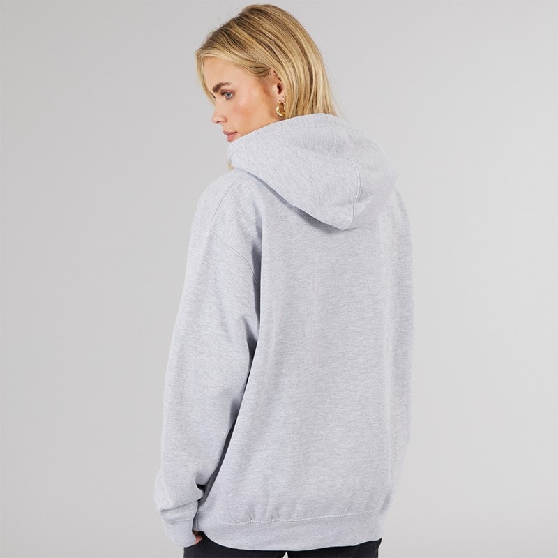 Brave Soul Womens Eilani Printed Hoodie Grey Marl/White - Image 2