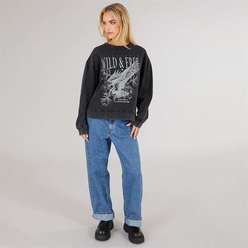 Brave Soul Womens Beth Graphic Sweatshirt Black - Image 4