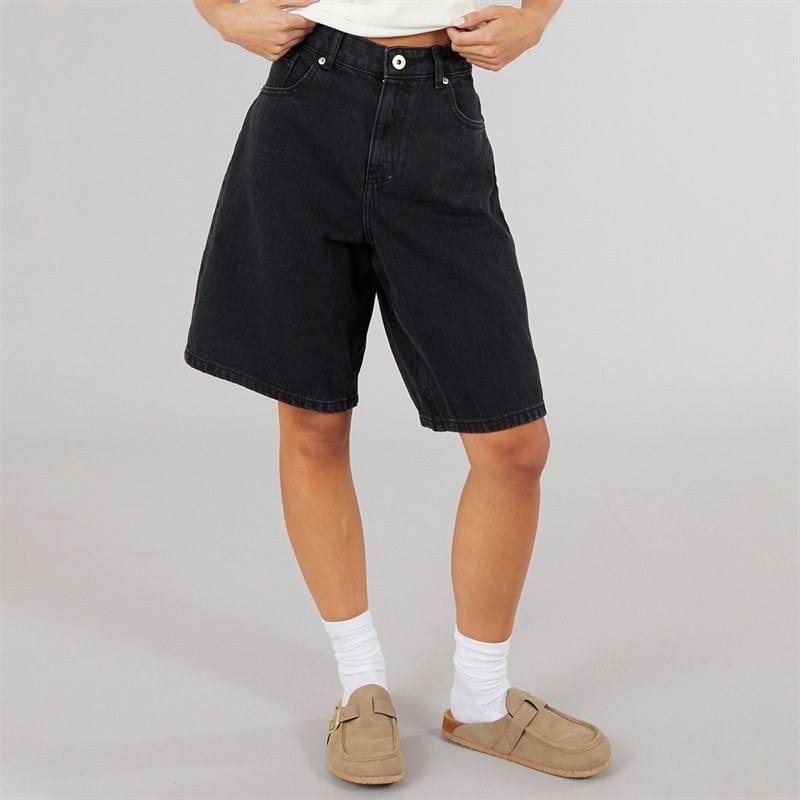 Brave Soul Womens Mich Denim Jorts Washed Black - Image 1