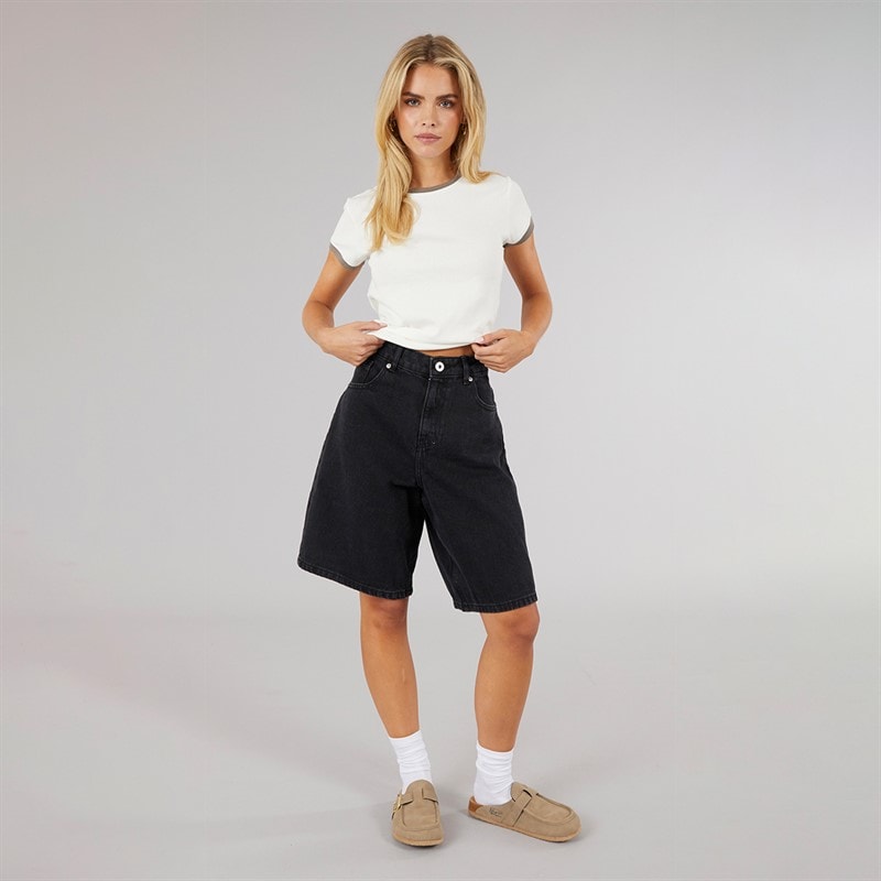 Brave Soul Womens Mich Denim Jorts Washed Black - Image 3