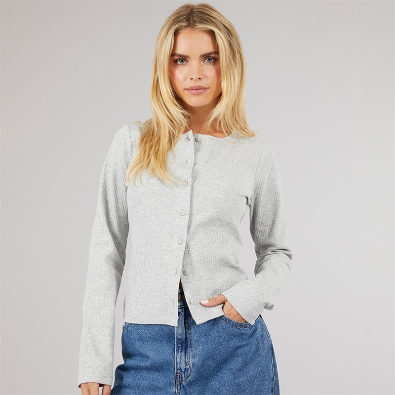 Brave Soul Womens Ellie Ribbed T-Shirt Grey Marl - Image 3