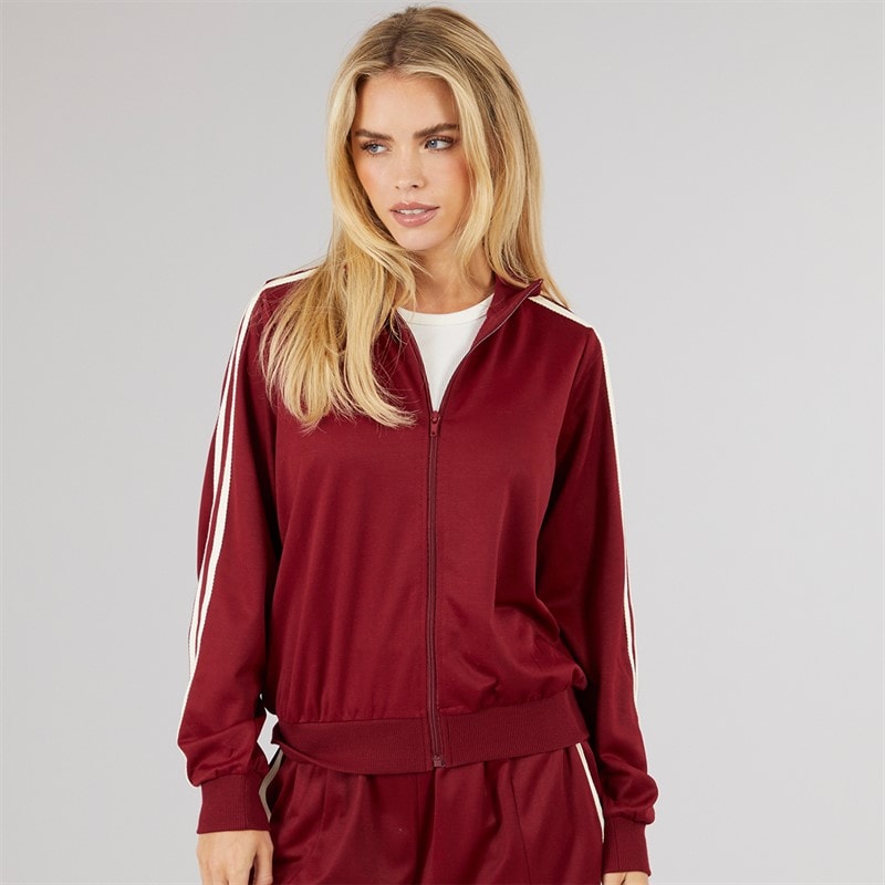 Brave Soul Womens Selma Stripe Sweatshirt Burgundy - Image 3