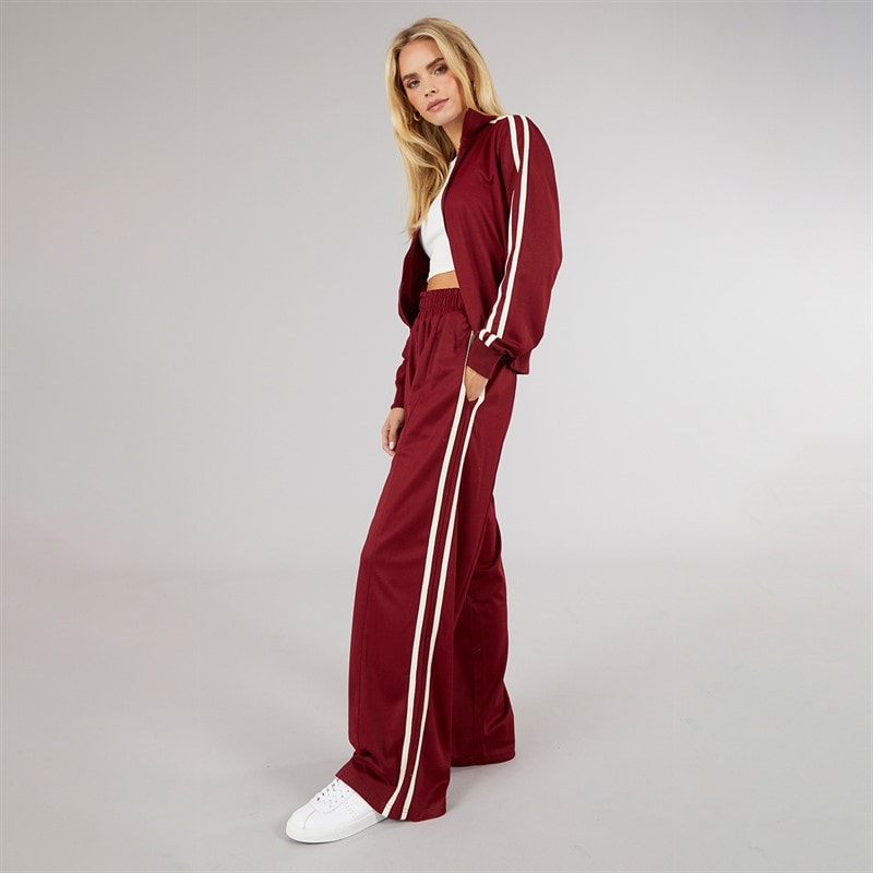 Brave Soul Womens Selma Stripe Sweatshirt Burgundy - Image 4