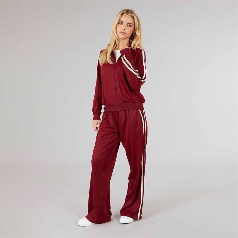 Brave Soul Womens Selma Stripe Sweatshirt Burgundy - Image 5