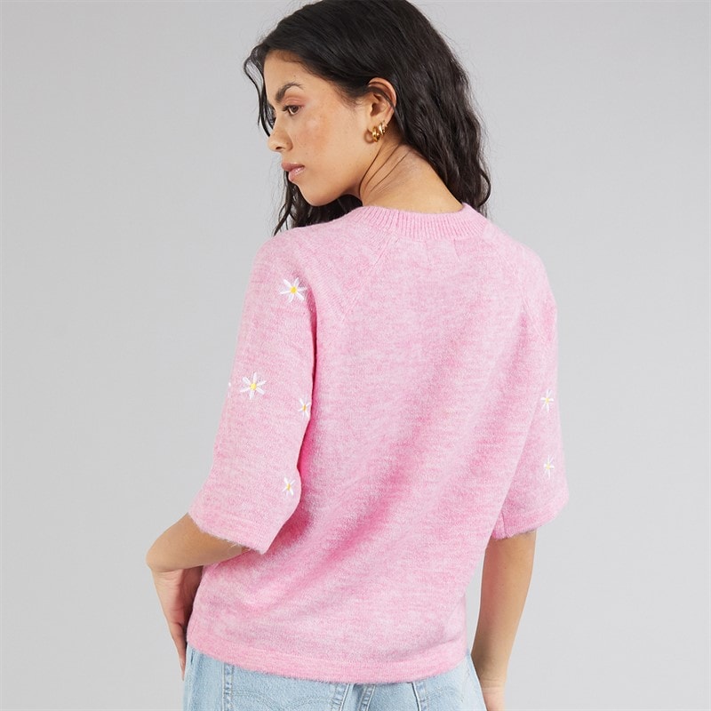 Brave Soul Womens Fibbs Knit Jumper Pink Melange - Image 2