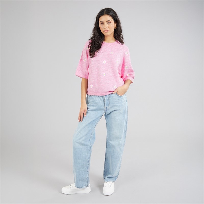 Brave Soul Womens Fibbs Knit Jumper Pink Melange - Image 3