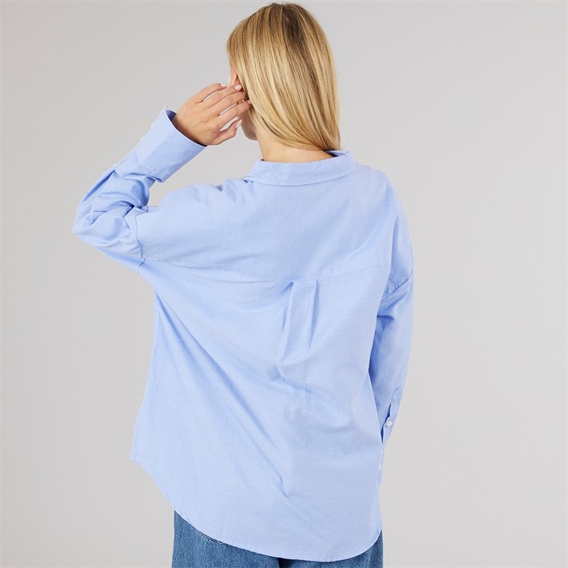 Brave Soul Womens Jennifer Collared Shirt Blue - Image 2