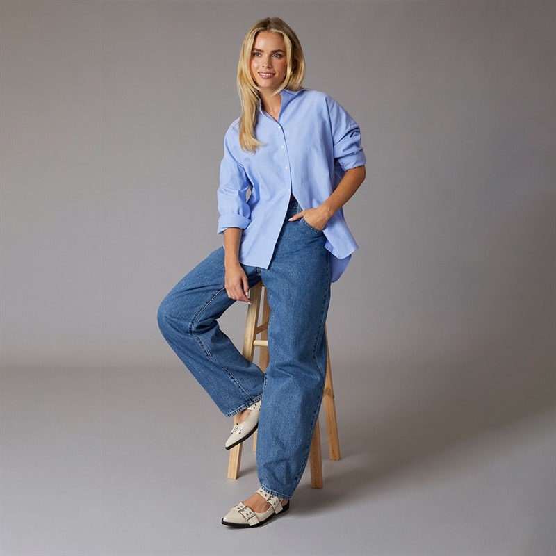Brave Soul Womens Jennifer Collared Shirt Blue - Image 4