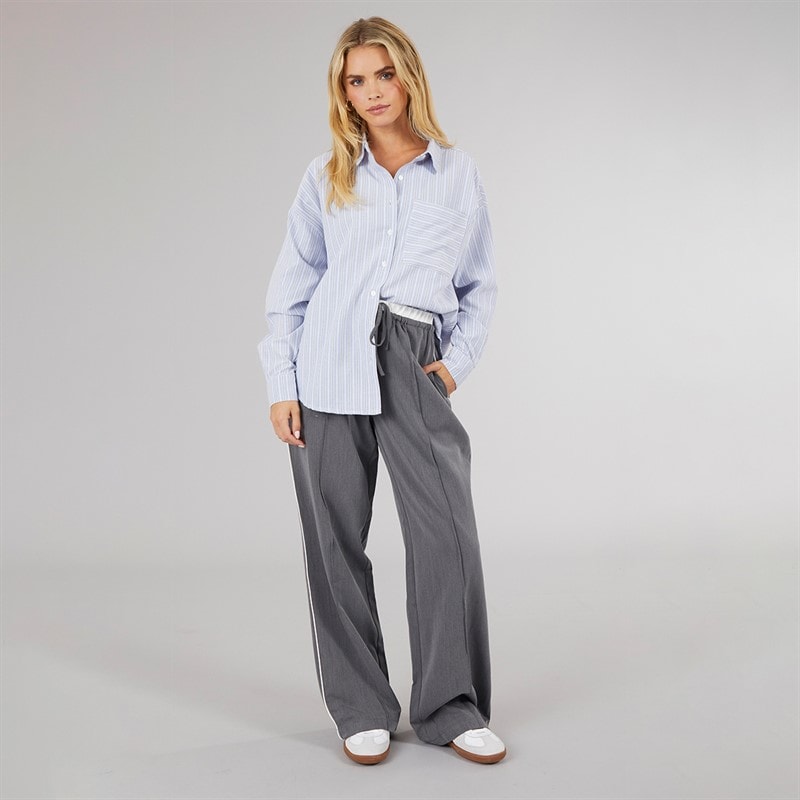 Brave Soul Womens Fraser Oversized Shirt Blue/White/Black Stripe - Image 5