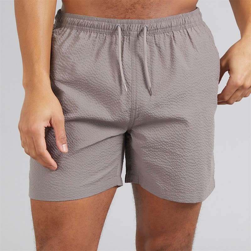 Brave Soul Mens Salou Seersucker Swim Shorts Taupe - Image 1