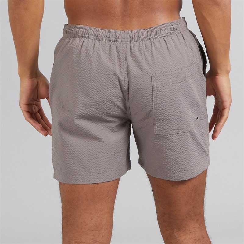 Brave Soul Mens Salou Seersucker Swim Shorts Taupe - Image 2