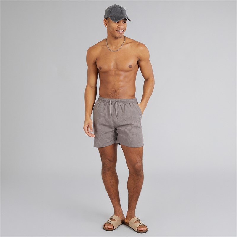Brave Soul Mens Salou Seersucker Swim Shorts Taupe - Image 3