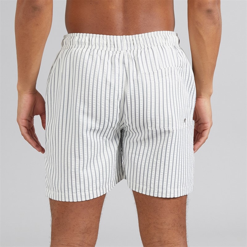 Brave Soul Mens Mirador Stripe Swim Shorts Off White/Grey - Image 2