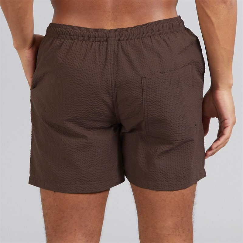 Brave Soul Mens Salou Seersucker Swim Shorts Mocha - Image 2