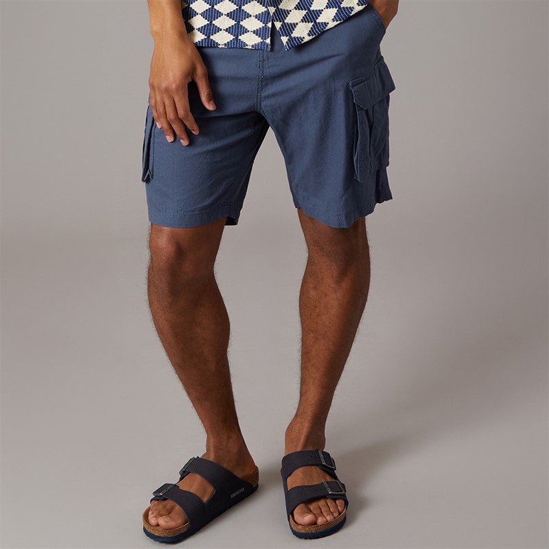 Brave Soul Mens Island Cargo Shorts Blue