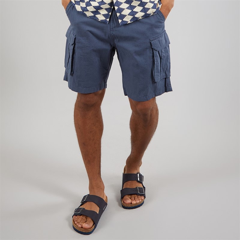 Brave Soul Mens Island Cargo Shorts Blue - Image 3