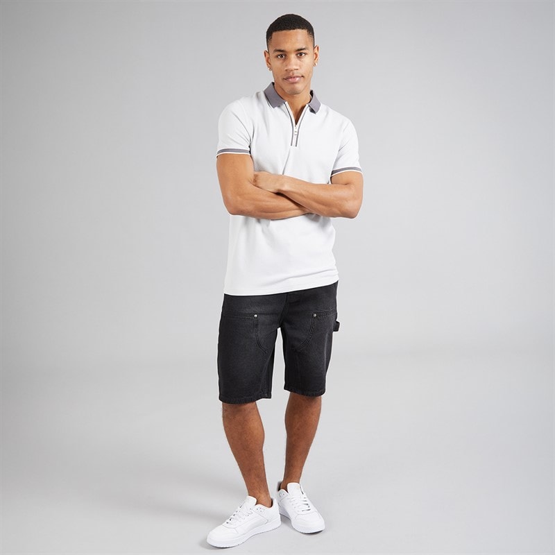 Brave Soul Mens Pythios Short Sleeve Contrast Polo Shirt Grey/Charcoal - Image 3