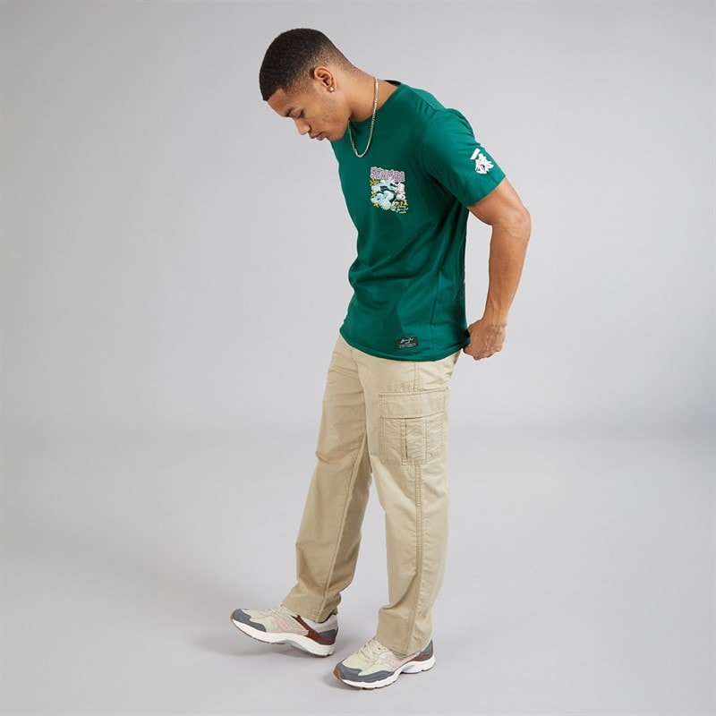 Brave Soul Mens Mura T-Shirt Green/Multi Colour Print - Image 4