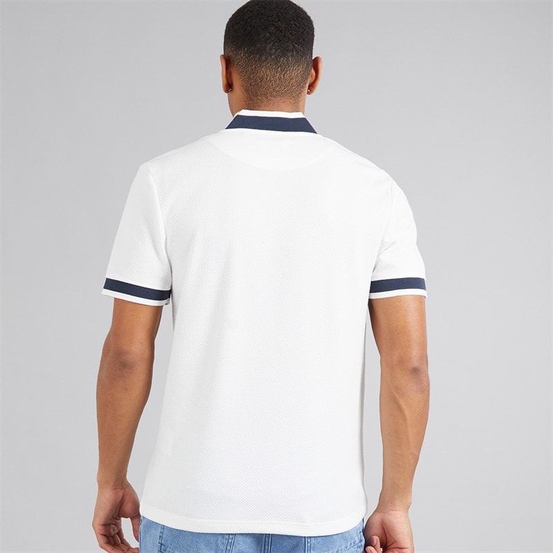 Brave Soul Mens Allsop 1/4 Zip Short Sleeve Polo Shirt Cream/Navy/Cream - Image 2