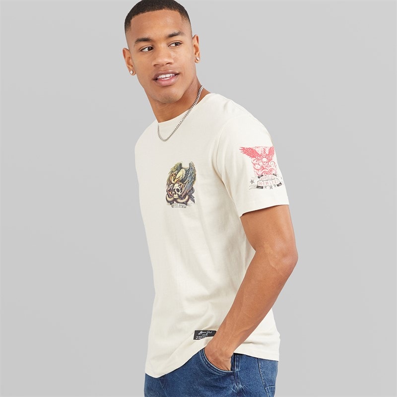 Brave Soul Mens Kruger T-Shirt Plaster/Multi Colour Print - Image 1
