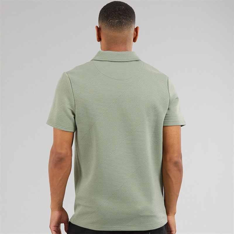 Brave Soul Mens Haynes Textured 1/4 Zip Polo Shirt Mint - Image 2