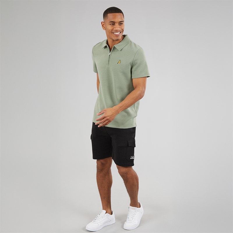 Brave Soul Mens Haynes Textured 1/4 Zip Polo Shirt Mint - Image 4
