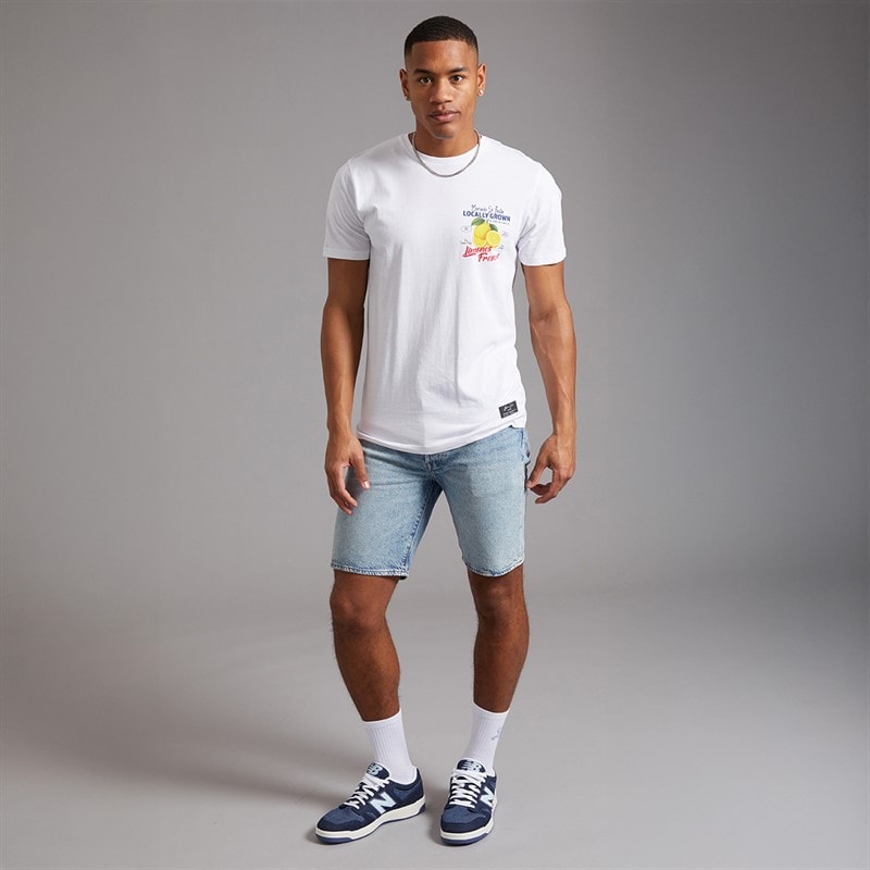 Brave Soul Mens Citron T-Shirt Optic White/Multi Colour Print - Image 4