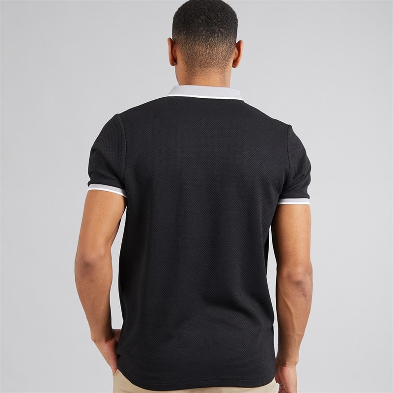 Brave Soul Mens Pythios Short Sleeve Contrast Polo Shirt Jet Black/Grey - Image 2
