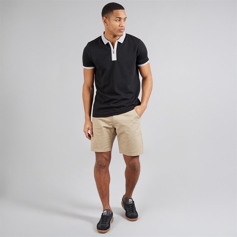 Brave Soul Mens Pythios Short Sleeve Contrast Polo Shirt Jet Black/Grey - Image 4