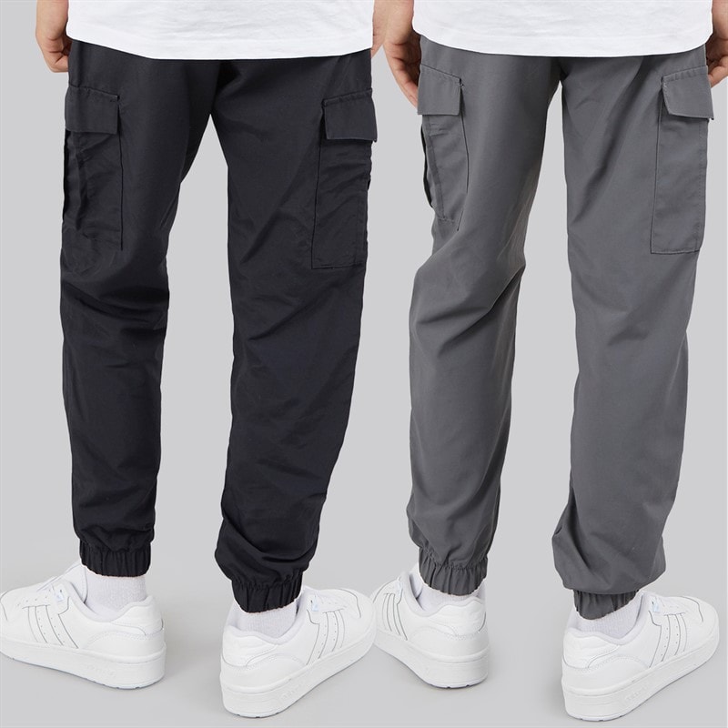 Brave Soul Boys Two Pack Taslan Cargo Trousers Navy/Grey - Image 2