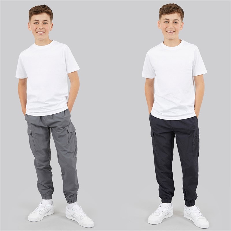 Brave Soul Boys Two Pack Taslan Cargo Trousers Navy/Grey - Image 3