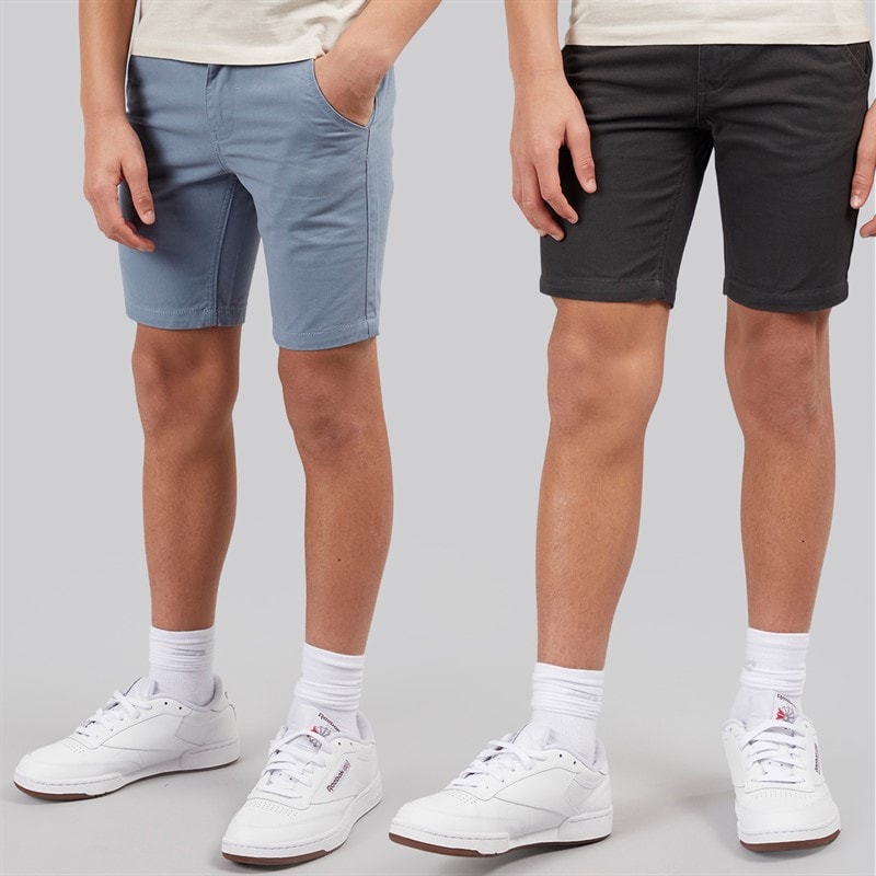 Brave Soul Boys Two Pack Cotton Twill Shorts Navy/Light Blue - Image 1