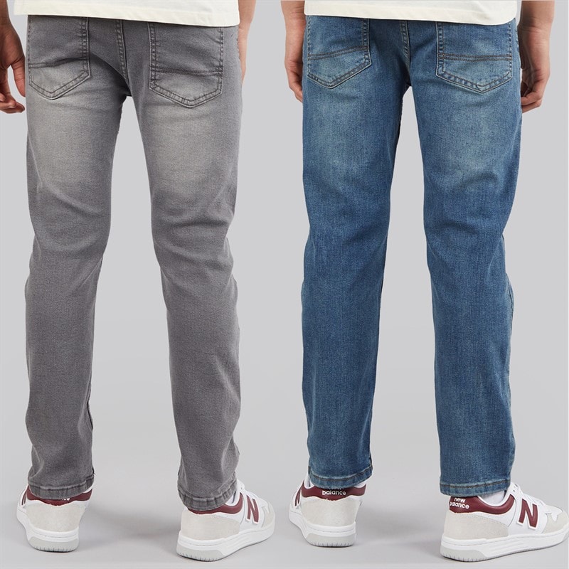 Brave Soul Boys Two Pack Straight Leg Jeans Mid Blue/Grey - Image 2