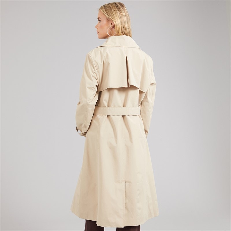 Brave Soul Womens Brandy Midi Trench Coat Stone - Image 2
