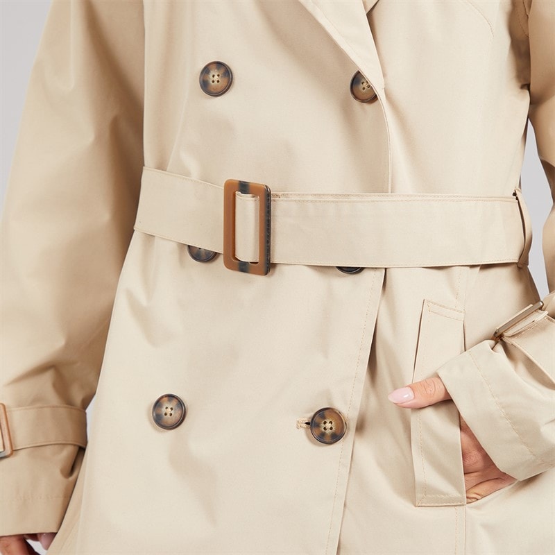 Brave Soul Womens Brandy Midi Trench Coat Stone - Image 5