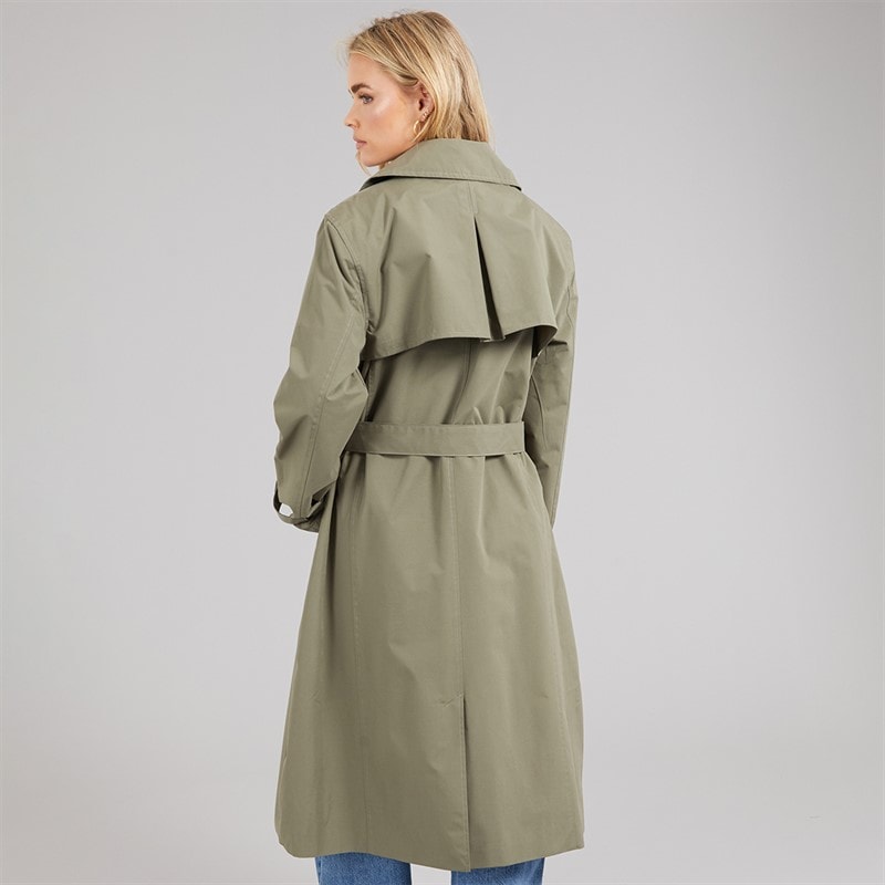 Brave Soul Womens Brandy Midi Trench Coat Khaki - Image 2
