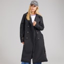 Brave Soul Womens Brandy Midi Trench Coat Black