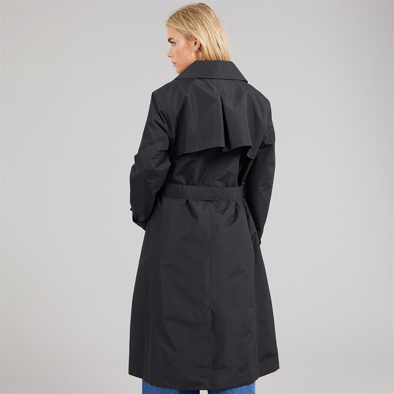 Brave Soul Womens Brandy Midi Trench Coat Black - Image 2