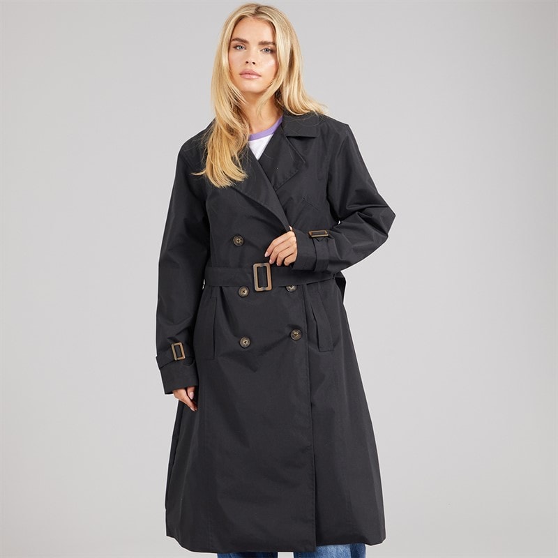 Brave Soul Womens Brandy Midi Trench Coat Black - Image 3
