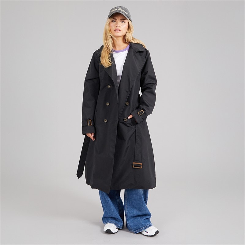 Brave Soul Womens Brandy Midi Trench Coat Black - Image 4