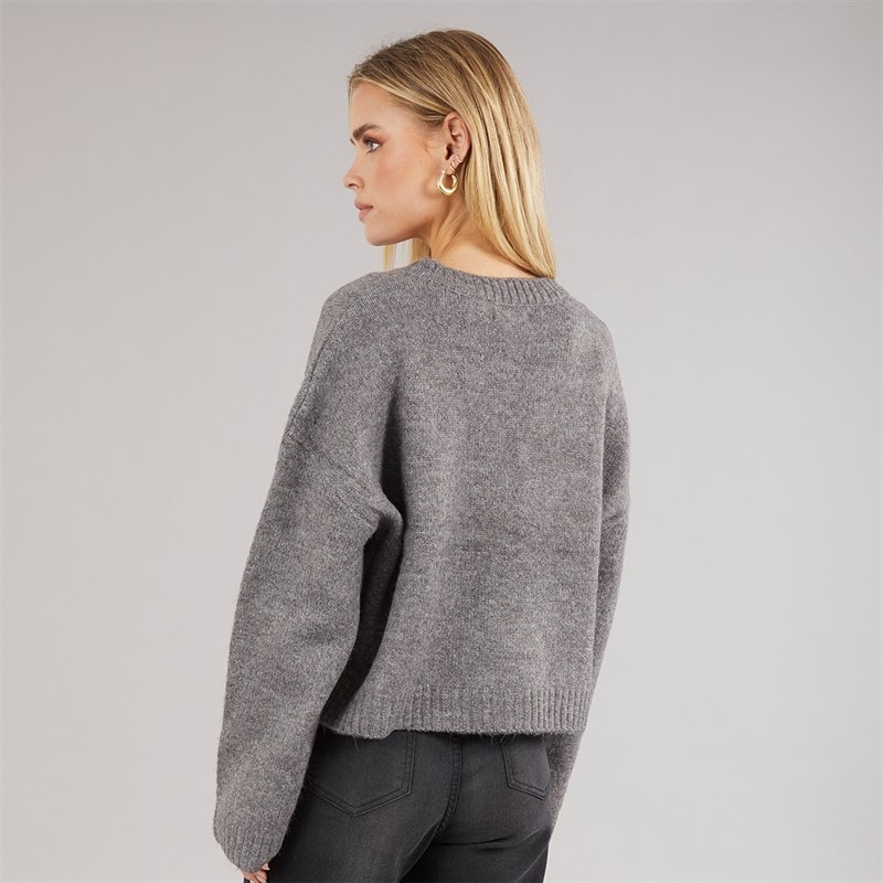 Brave Soul Womens Ribbons Cardigan Charcoal/Black - Image 2