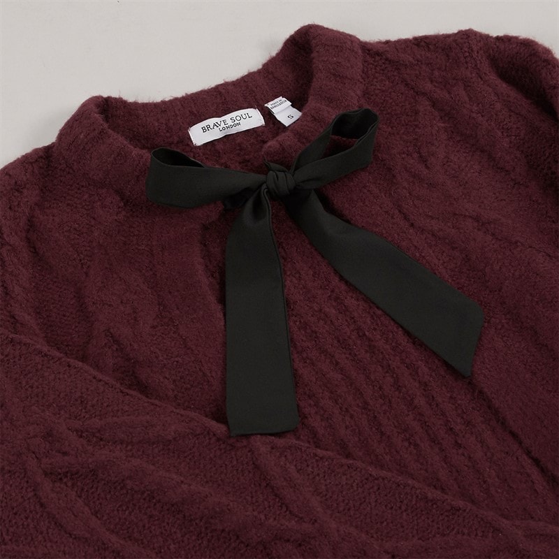 Brave Soul Womens Silken Cardigan Wine/Black - Image 3